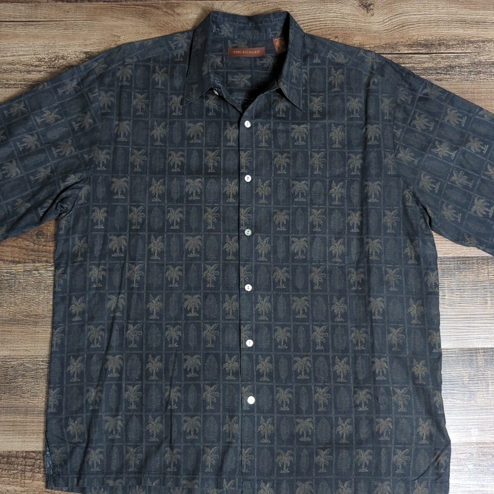Tori Richard Mens Hawaiian Shirt Size XL Palm Trees Button Up 100% Cotton